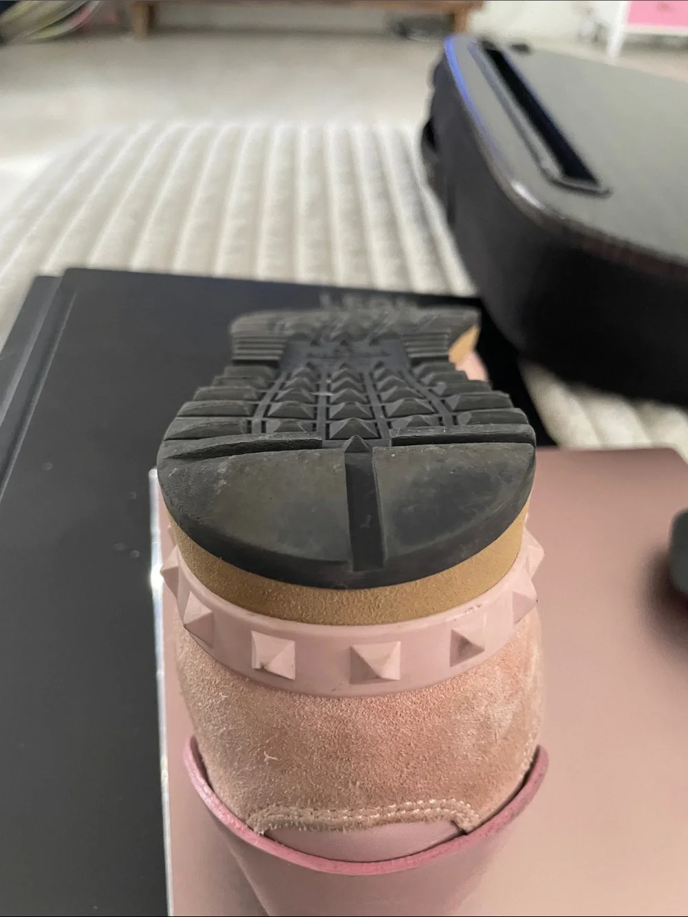 Valentino Garavani Pink Leather & Suede Studded Women's Sneakers